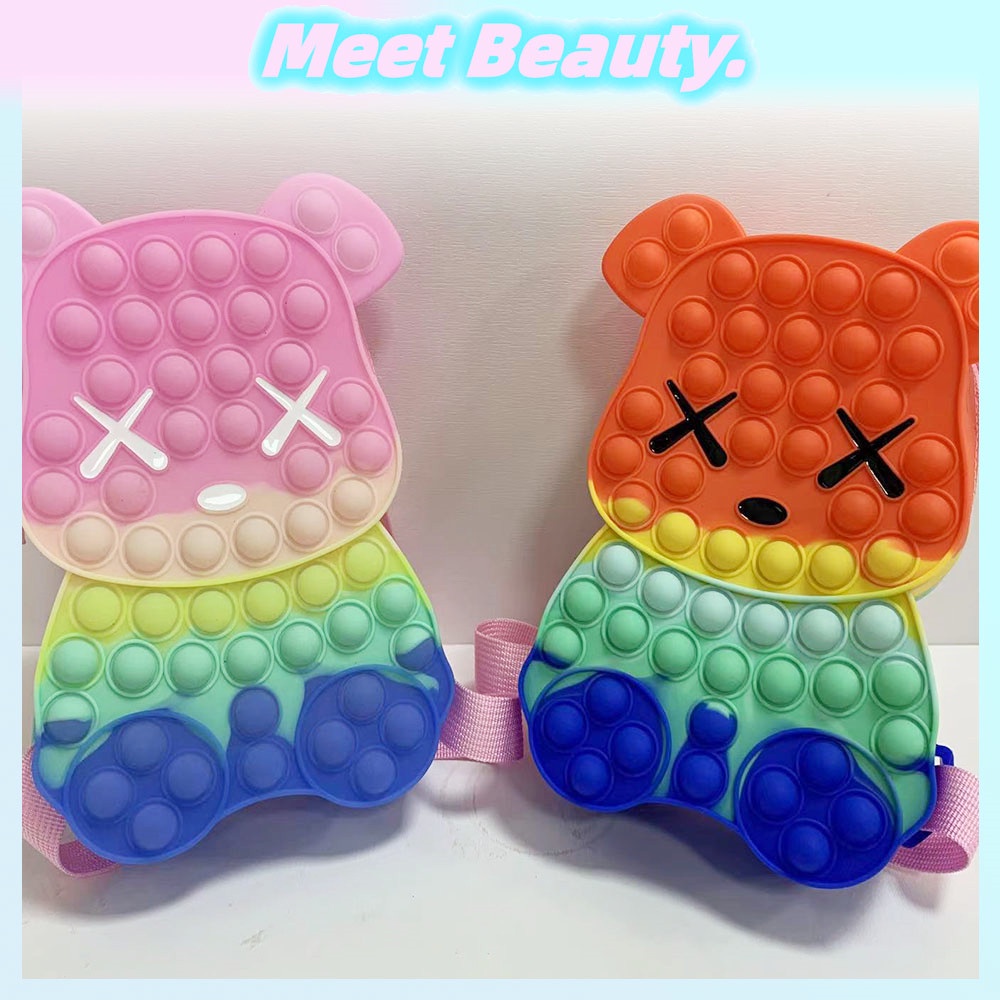 Pop It Fidget Toy Gloomy Pop Backpack for Girls Boys Pop Bookbag Rainbow Fidget Backpack School