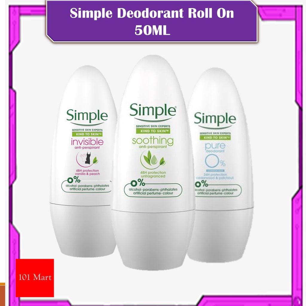 Simple AntiPerspirant Deodorant RollOn 50ml Shopee Singapore