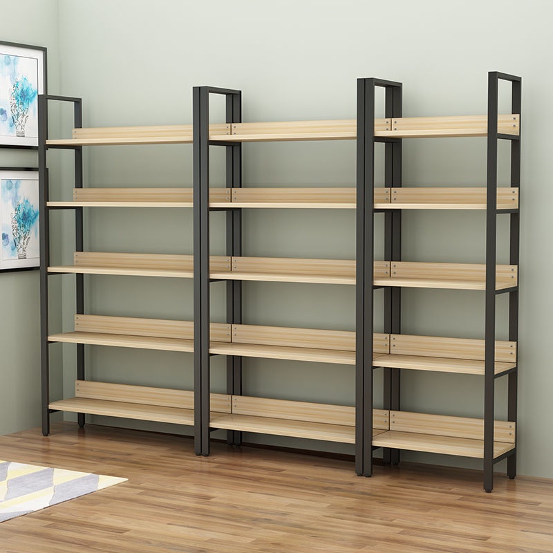 Shelf shelf multi-layer household steel wood bookshelf supermarket ...