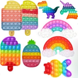 Rainbow Large 8 Bubble Pop Game - Silicone Push Poke Bubble Wrap