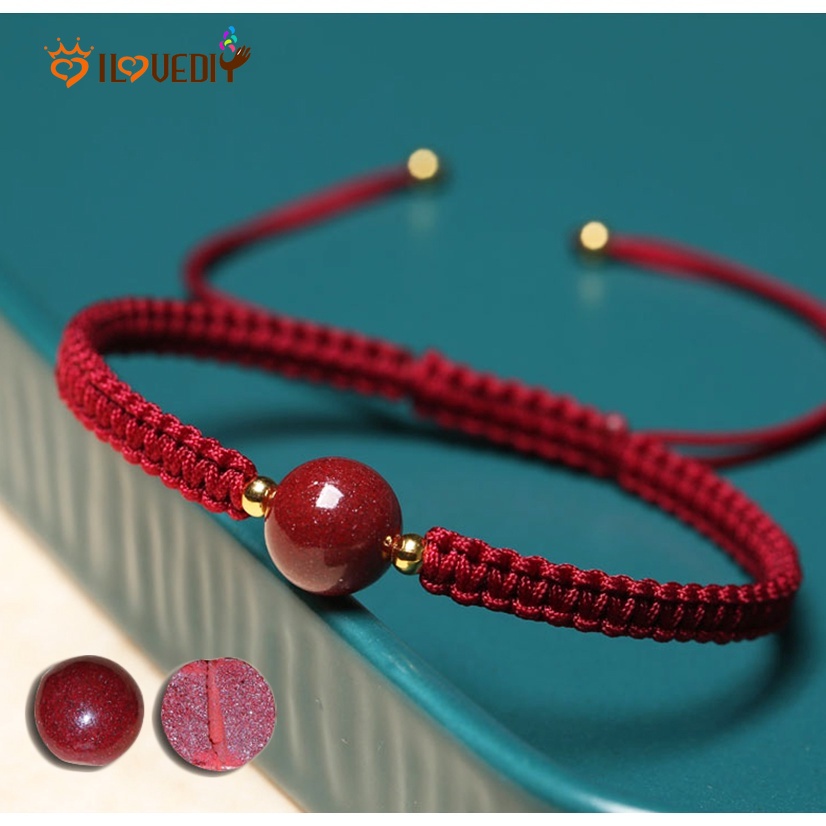 Natural Cinnabar Lucky Red String Couple Bracelet / Unisex Lucky Adjustable Bracelets / Buddhist Wealth and Good Luck Bracelet Bracelet / Gifts Jewellery