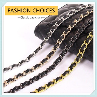 Black Leather Purse Chain Metal Shoulder Handbag Strap 