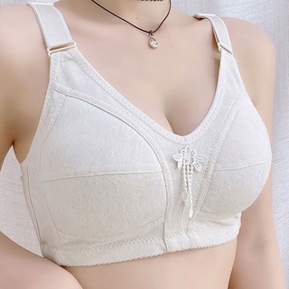 Cotton Bras For Big Breast Thin Soft Wireless Bralette Full Coverage Vest  Bra Plus Size Underwear For Women (Color : Apricot, Size : 80/36C)