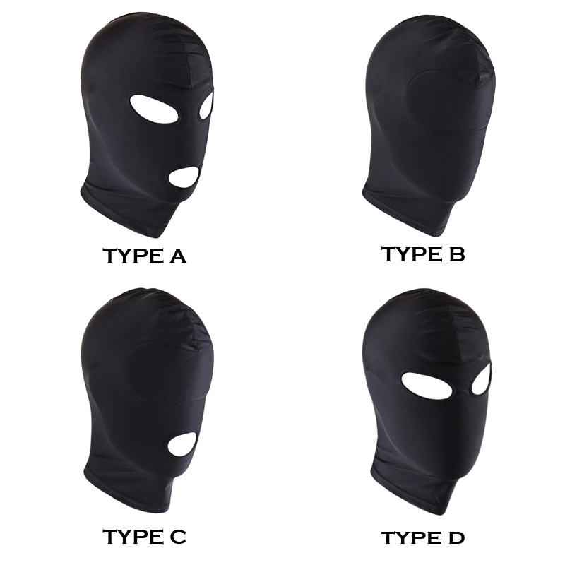 Adult Unisex Blindfold Face Cover Spandex Open Eye Mouth Hood Mask ...