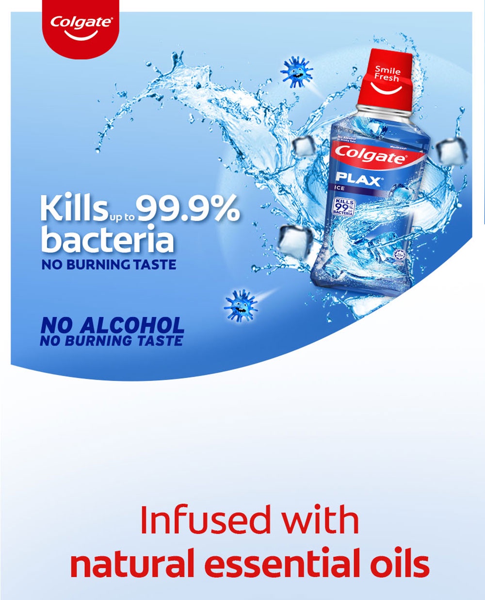 Colgate Plax Assorted / Ice / Fresh Tea / Active salt Mouthwash 1L ...