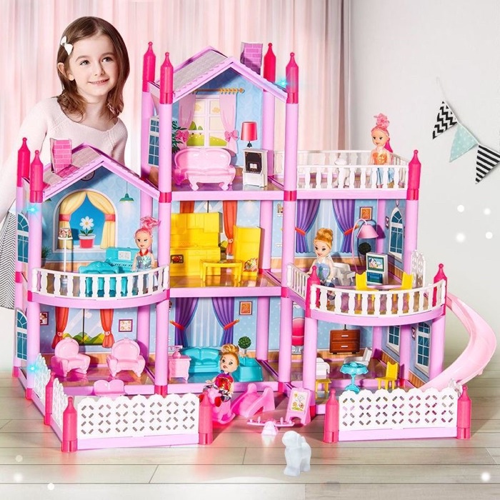 Beautiful Baby Doll House Toys - Pink Assemble Princess Miniature