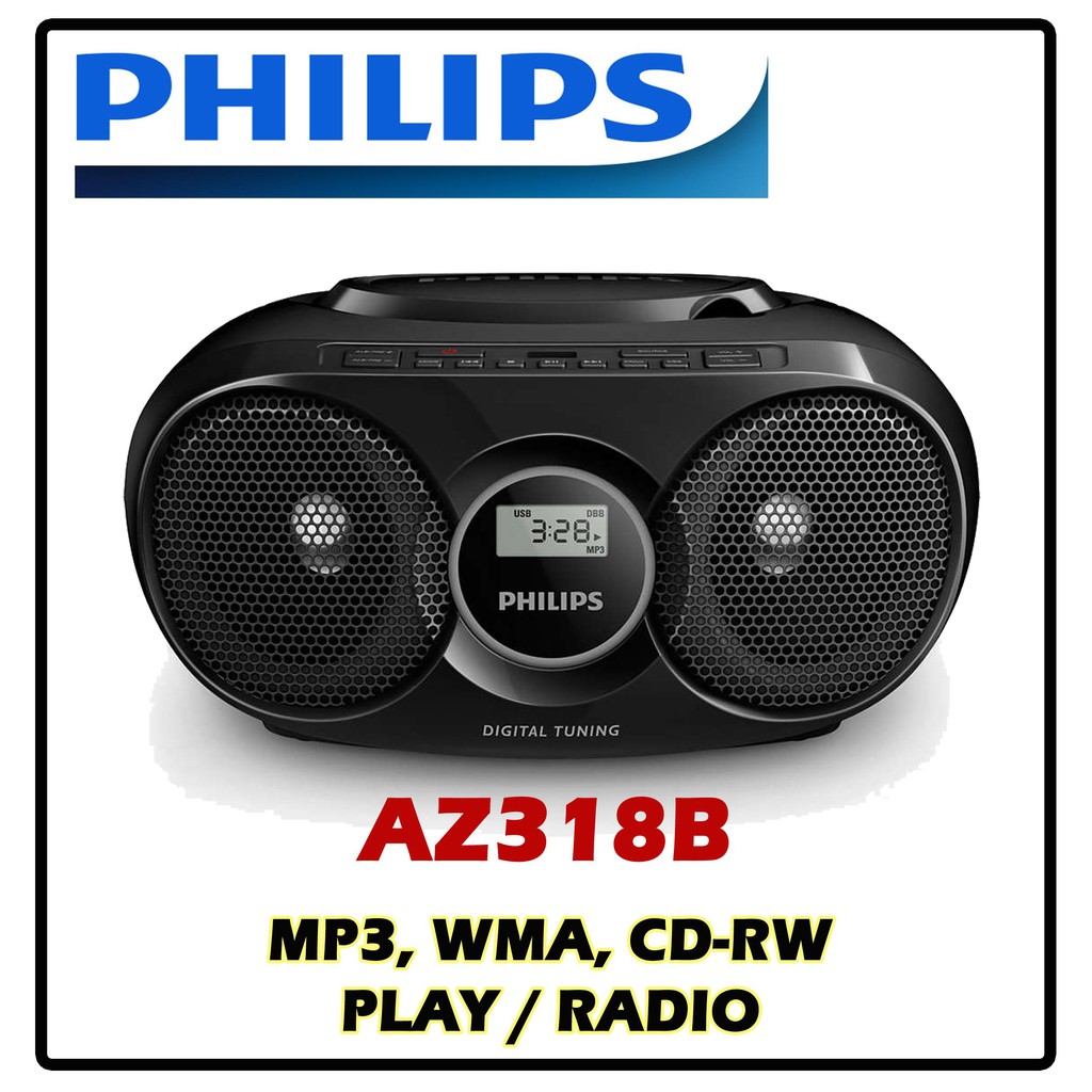 Philips Portable CD Player Boombox, Bluetooth with Cassette Radio. USB. MP3