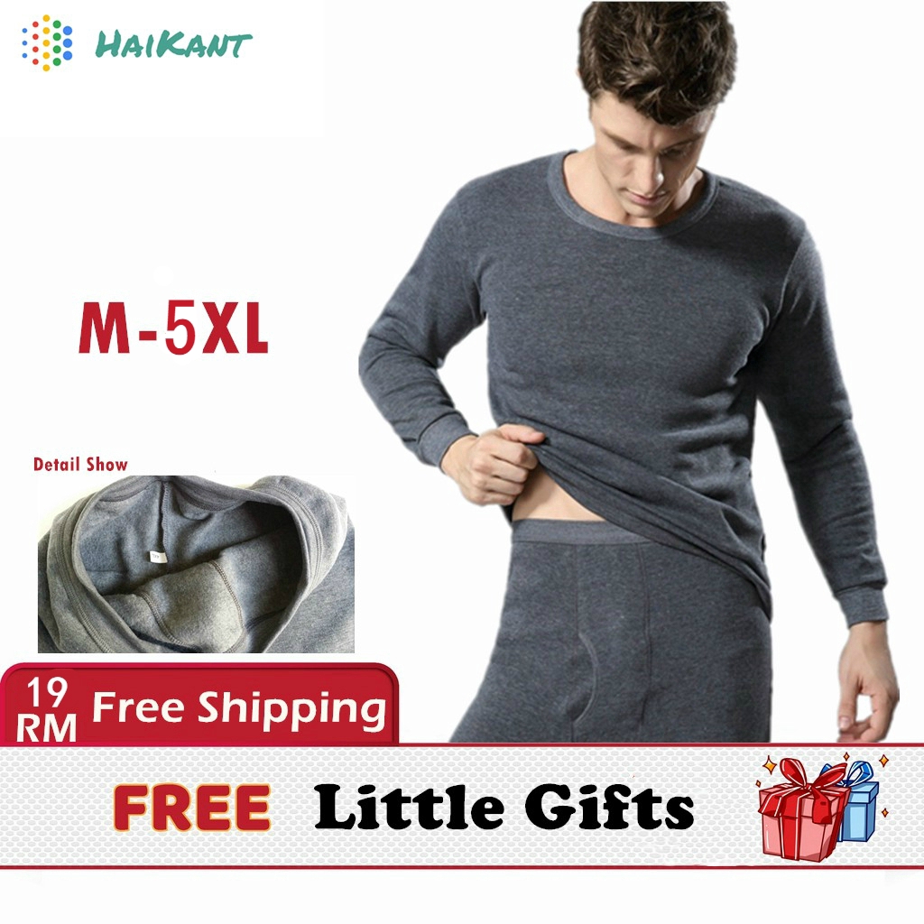 HaiKant Ready Stock Thicken Winter Thermal Underwear Wear For Men O-neck  TOP & BOTTOM M - 4XL