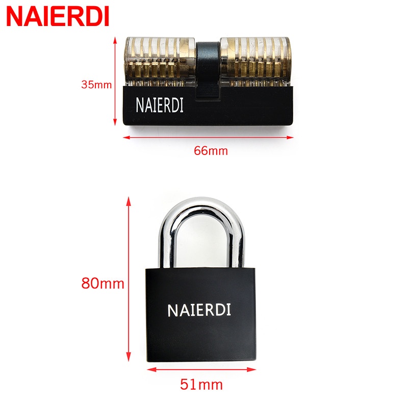 NAIERDI Practice Lock Pick Set Transparent Visible Copper Padlock ...
