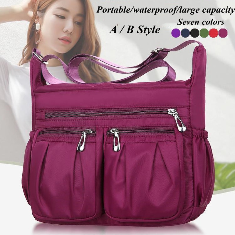 Fashion Women Shoulder Messenger Bag Waterproof Nylon Oxford Lightweight Package Large Capacity Casual Crossbody Bag