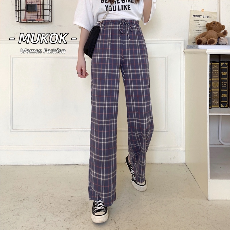 Plaid hot sale pants korean