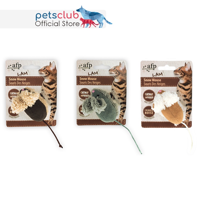 AFP Lambswool Snow Mouse Cat Toy Infused with Catnip Crinkle Noise Shopee Singapore