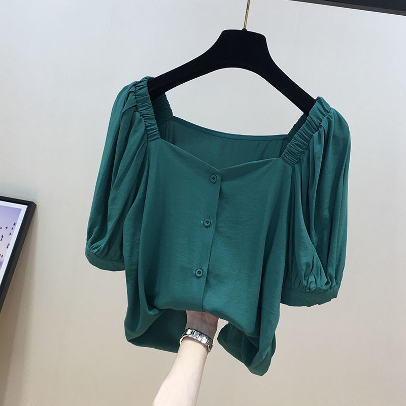Plus Size Women's Clothing One-Shoulder Loose Shirt Puff Sleeve Top