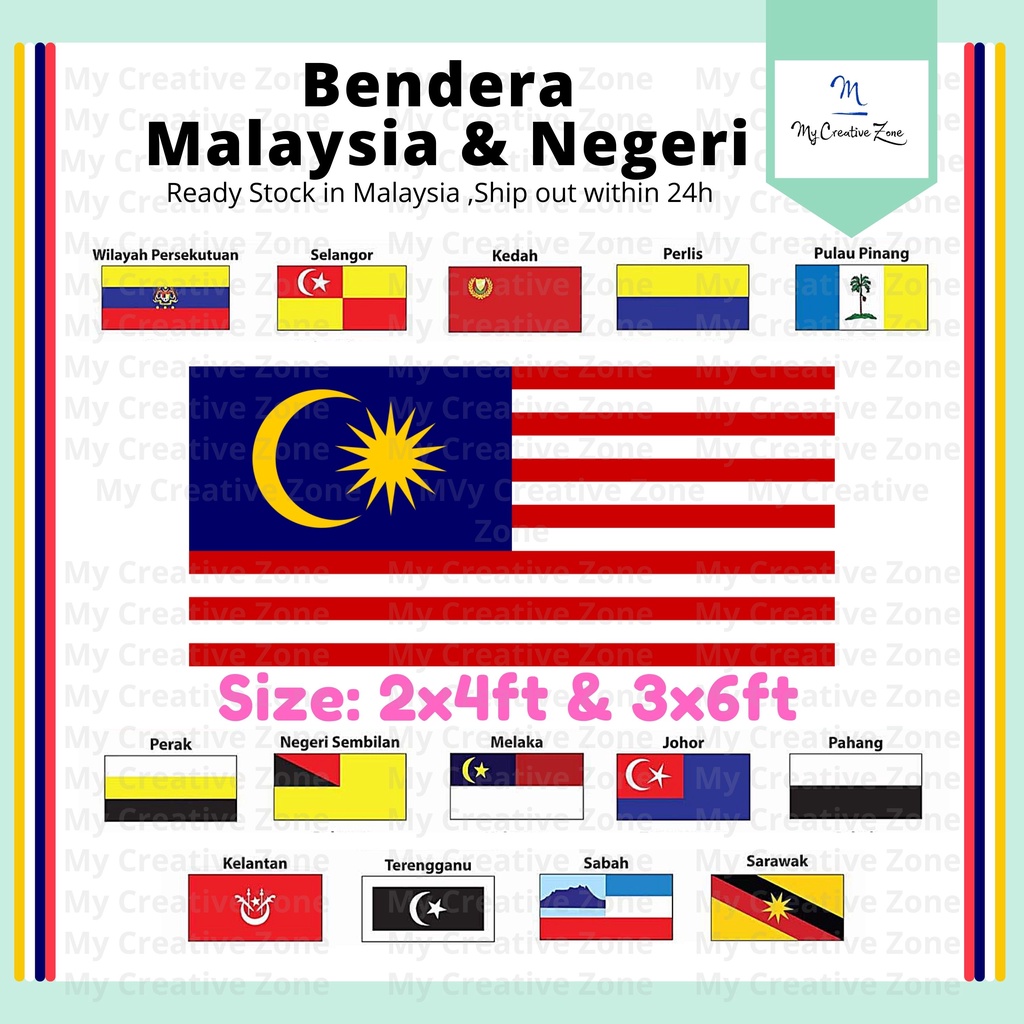 Bendera Malaysia/bendera Negeri/malaysia Flag/states Flag (2x4 , 3x6 ...