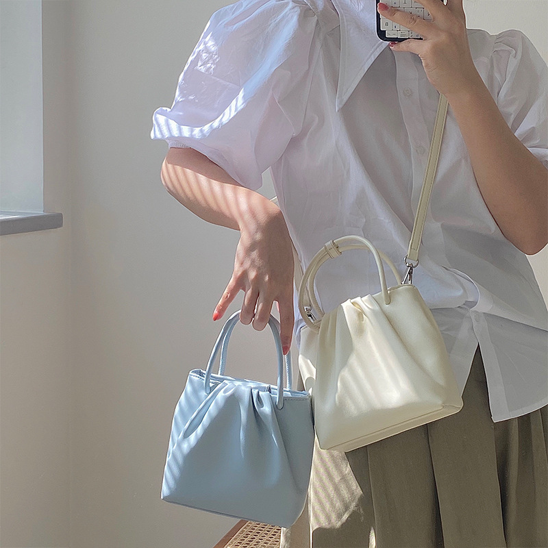 Square fold all-match small bag female new fashion portable casual Korean style shoulder bag tide