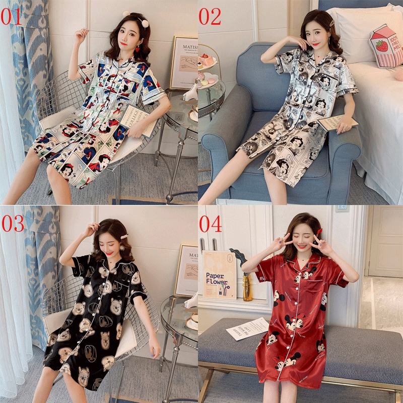 2020 New Arrive Fashion M 2XL Women Sexy Silk Satin Nightdress Pyjama Nightwear Dress Homewear Sleepwear Pajama Clothing