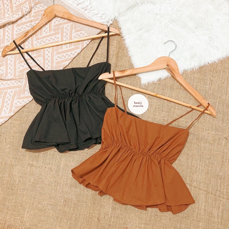 String Linen Peplum Top by Basic Manila | Shopee Singapore