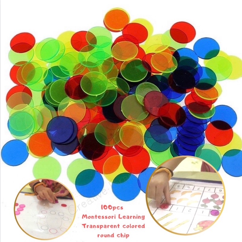 100pcs Montessori Learning Transparent colored round chip Math Toys ...