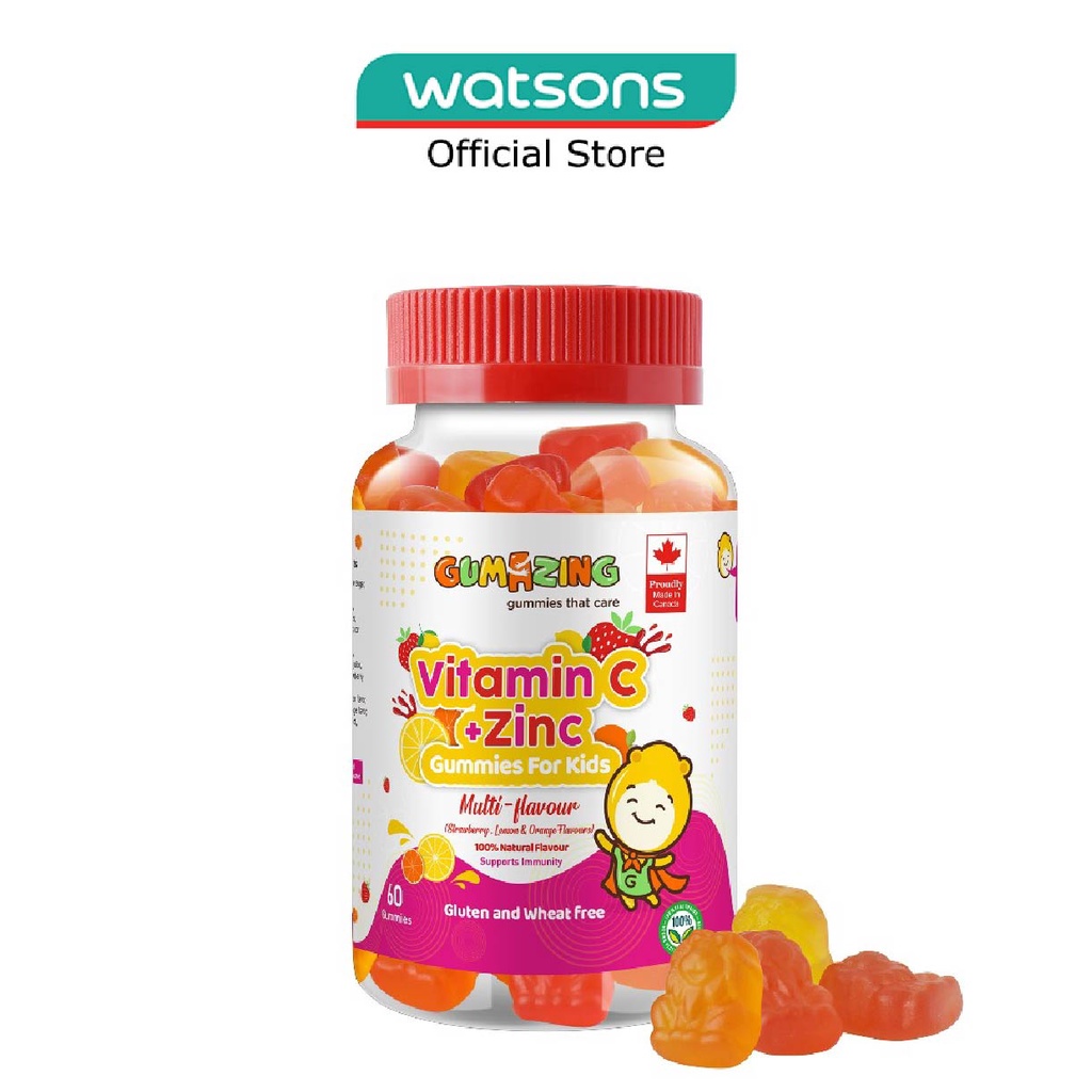 GUMAZING Kids Daily Gummy Vitamins C + Zinc 30 Day Supply 60s (For