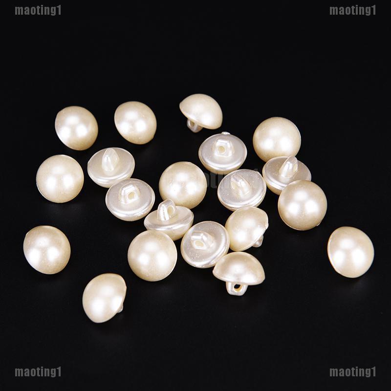 50Pcs Plastic Round Pearl Buttons for Sewing Clothes Accessories 10mm 12mm