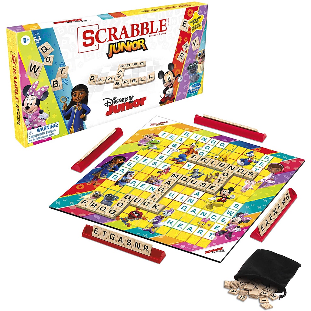 Authentic Hasbro Gaming Scrabble Disney Junior Edition Double Sided ...