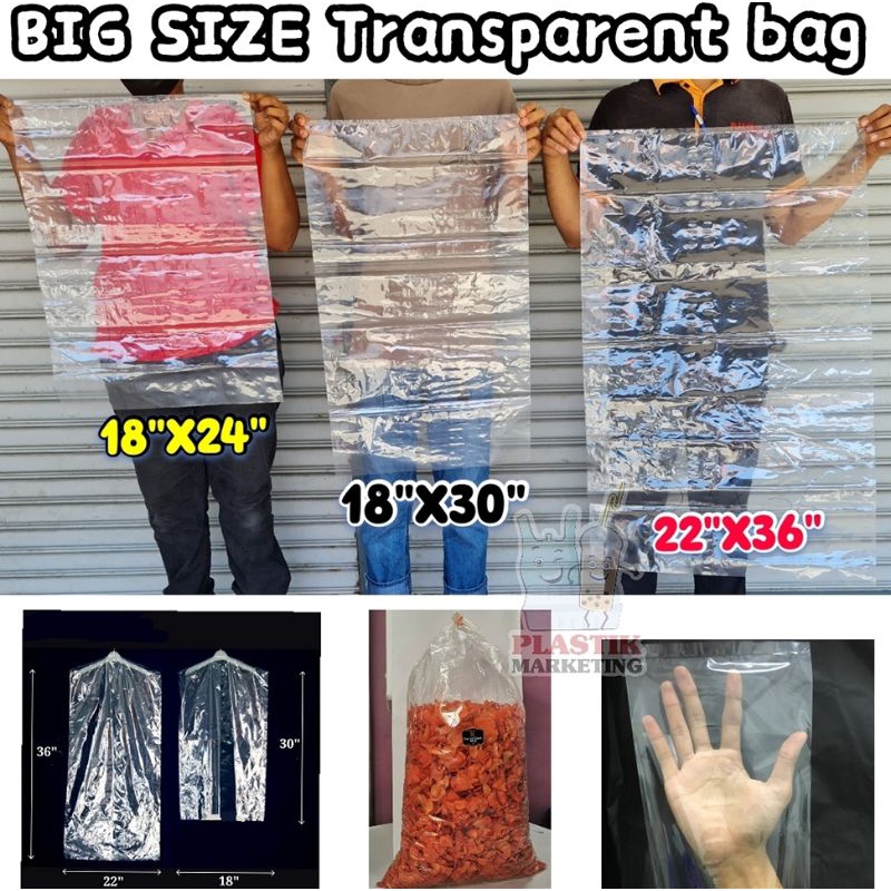 Large transparent plastic discount bags