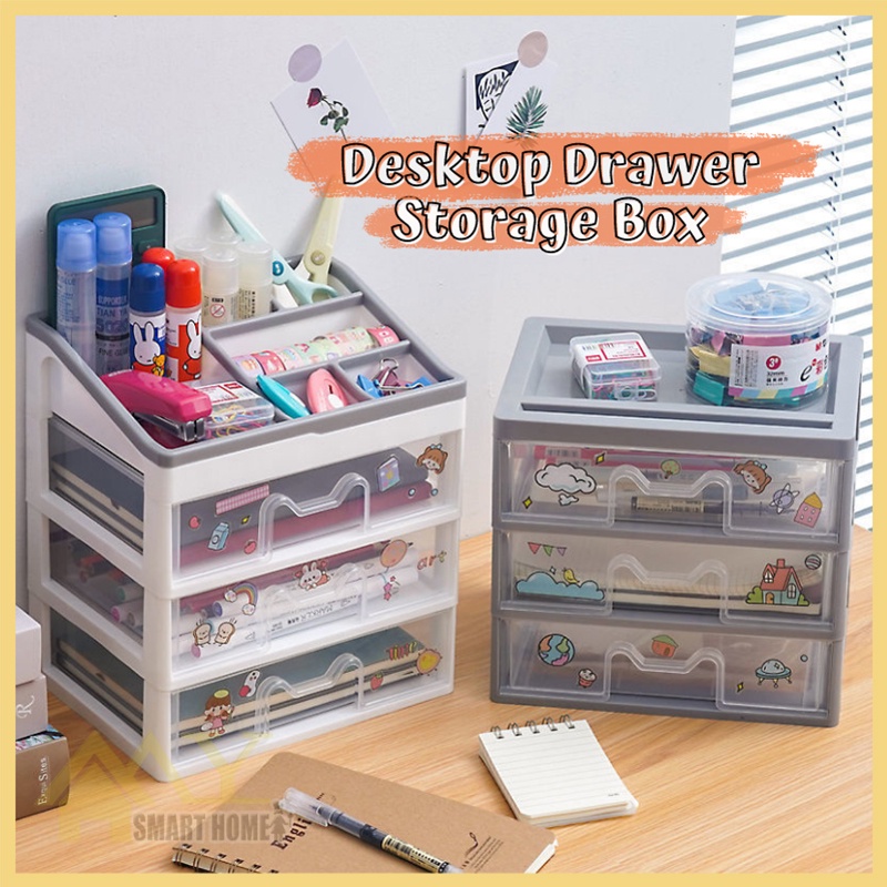 Desk Organiser | Small Drawer Storage Box + Diy Stickers Study Table ...