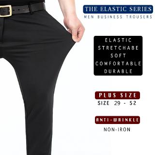 Men's Thick Formal Pants Non-ironing Big Plus Size Flexible Trousers ...