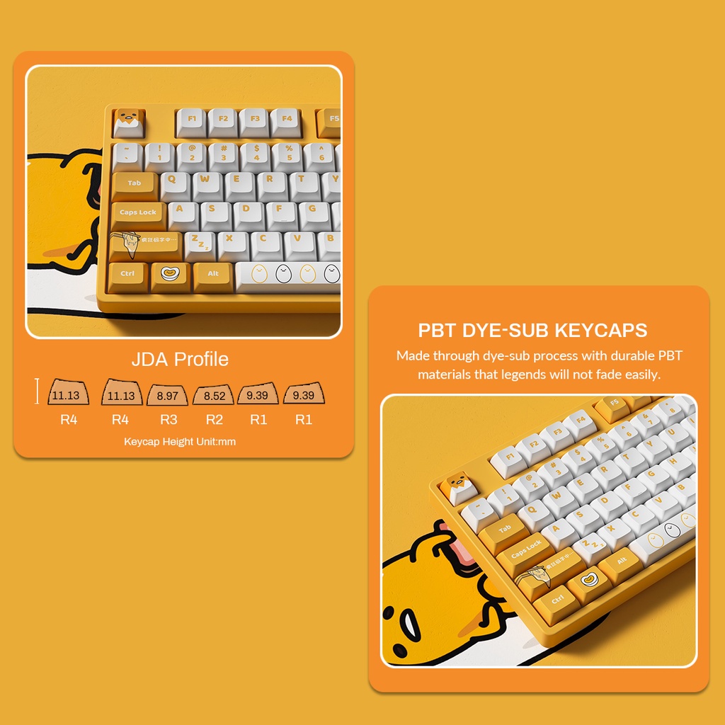 Akko 5108S Gudetama Mechanical Keyboard Wired RGB Hot Swap JDA Keycaps ...