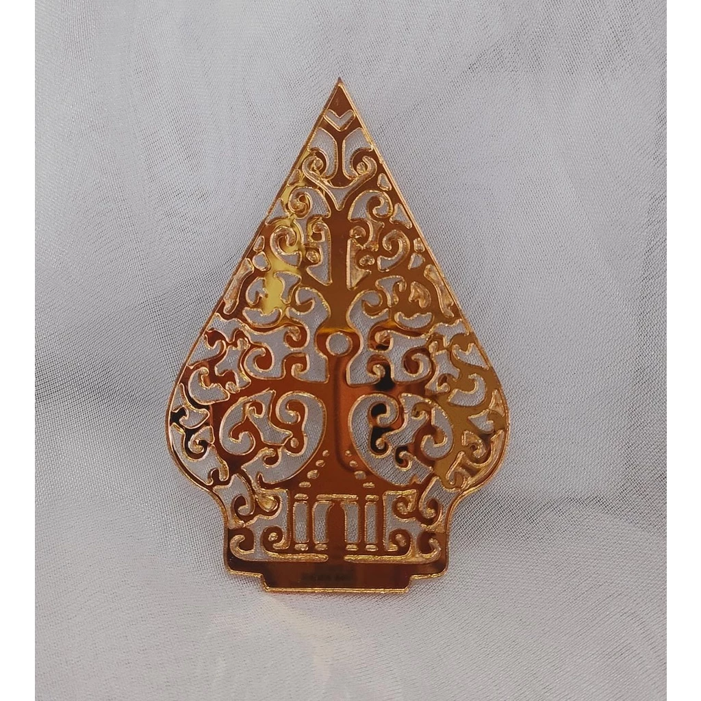 Gunungan Wayang Bahan Aksesoris Dekorasi Mahar Pernikahan Akrilik Mirror Gold - Gambar 2