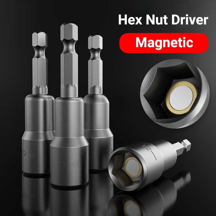 Hex Power Nut Driver Set, 1/4" Hex Head Drill Bit Set Metric