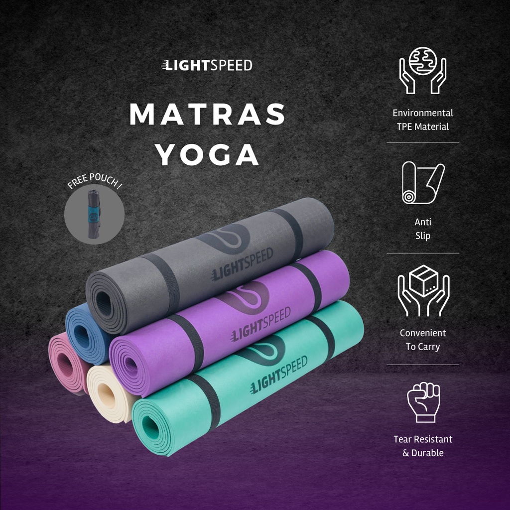 LIGHTSPEED MATRAS YOGA / YOGA MAT/ ANTI SLIP PREMIUM - TPE ECO FRIENDLY YOGA MAT 6mm - Gambar 2