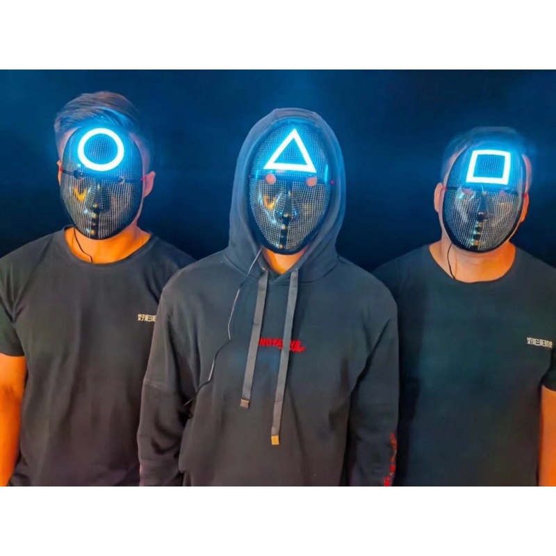 Squid Game Led Mask Glowing Mask Cosplay Headgear Halloween Shopee