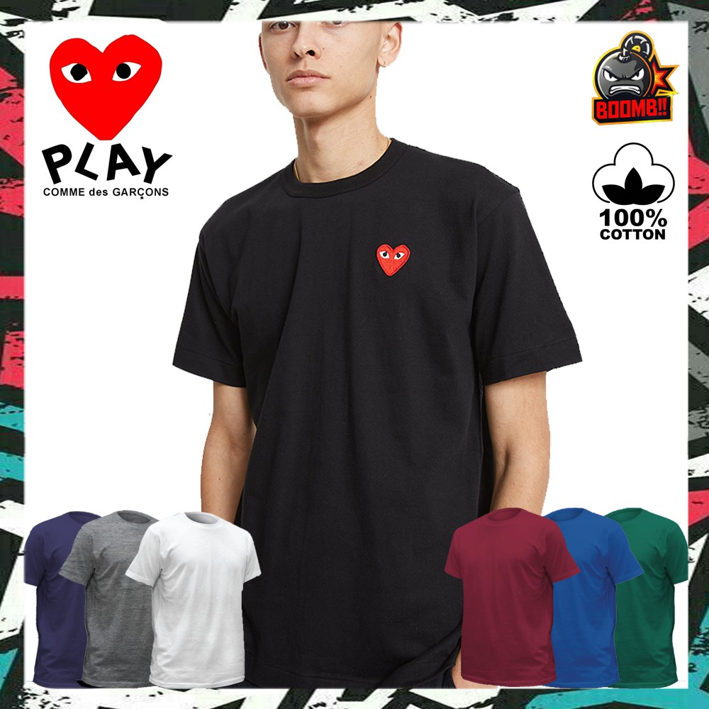 100 PREMIUM COTTON PLAY Comme Des Garcons CDG Cotton Tshirt T Shirt Men Women Unisex Baju Lelaki Wanita Perempuan Shopee Singapore