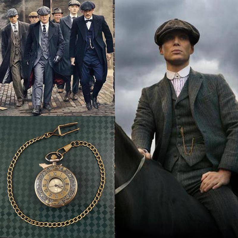 peaky blinders shelby bloody gangster pocket watch vest coat chain