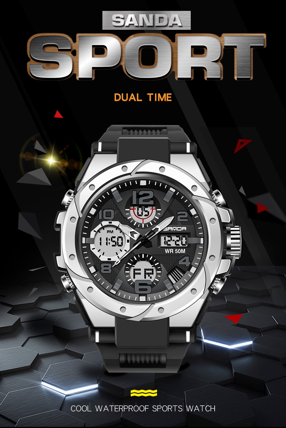 SANDA Sport Watches Mens 2021 Brand Military Waterproof Shockproof ...