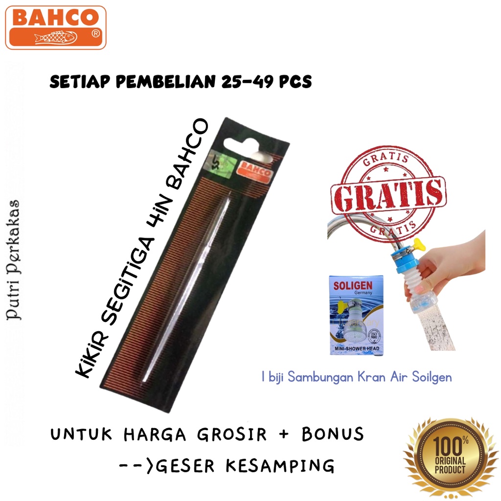 Kikir Segitiga Bahco 4" Original Tajam Dan Asli - Gambar 3