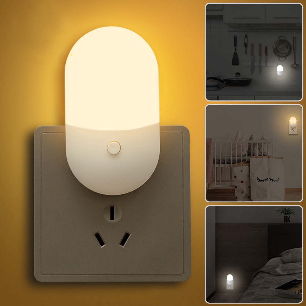 EU/US Plug-in LED Night Lights Warm White/White Dimmable Bedside ...