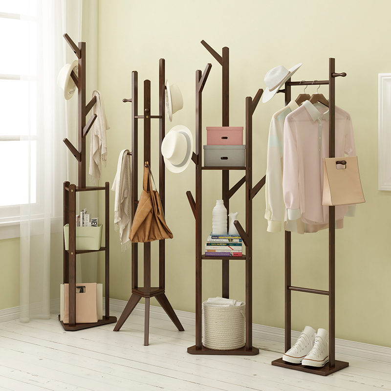 Wooden Clothes Hanger Bedroom Hanger / Coat Hanger / Floor Clothes Rack /  Double Pole Clothes Hanger / Quilt Rack / Clothes Drying Rack