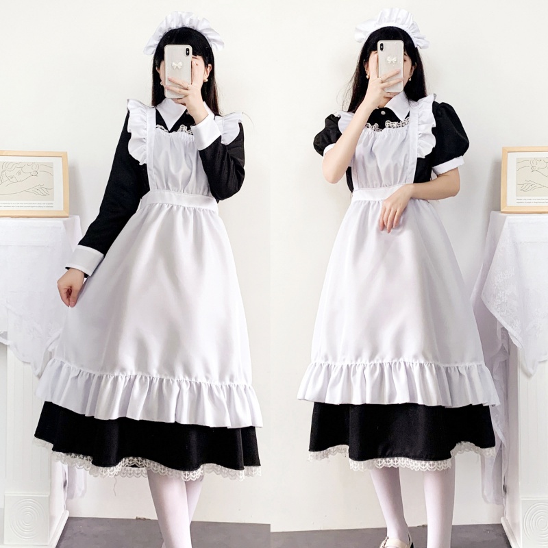 Women Cute Maid Dress Maid Outfit Apron Dress Cross Dressing