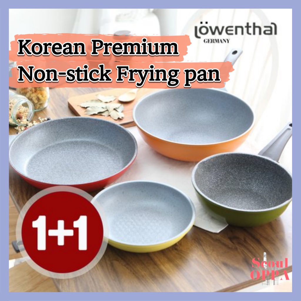 [Lowenthal] 1+1 Non stick Korean Frying Pan and Wok Titanium Stone