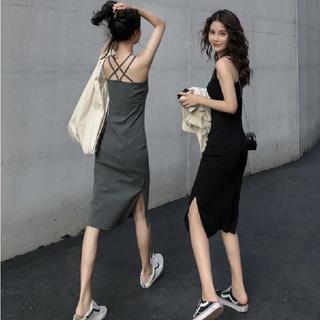 L-4XL For 40-100kg Plus Size Mid-Length Sling Women Dress Loose Outer Wear  Inner Wear Suspender Basic Skirt