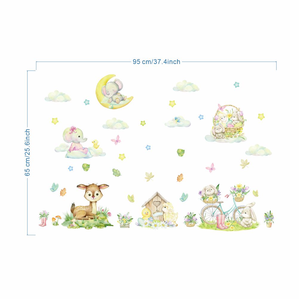 【Ready Stock】【Zooyoo】50 Cartoon Animals Plant Wall Stickers Cute Ocean