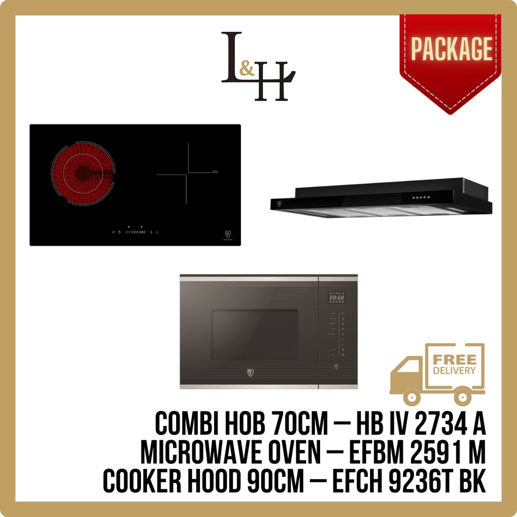 [BUNDLE] Induction Radiant Combi Hob 70cm and Semi Integrated Hood 90cm and Microwave Oven 60cm