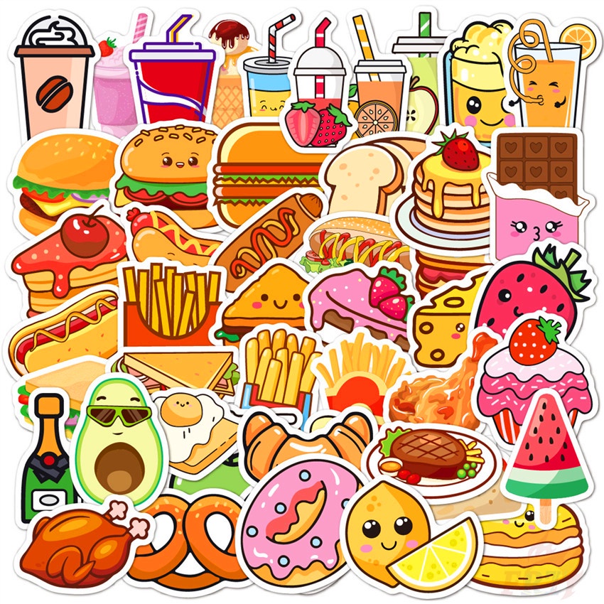 Yummy Delicious Food Series 04 Snacks Drinks Candy Mini Stickers 50Pcs