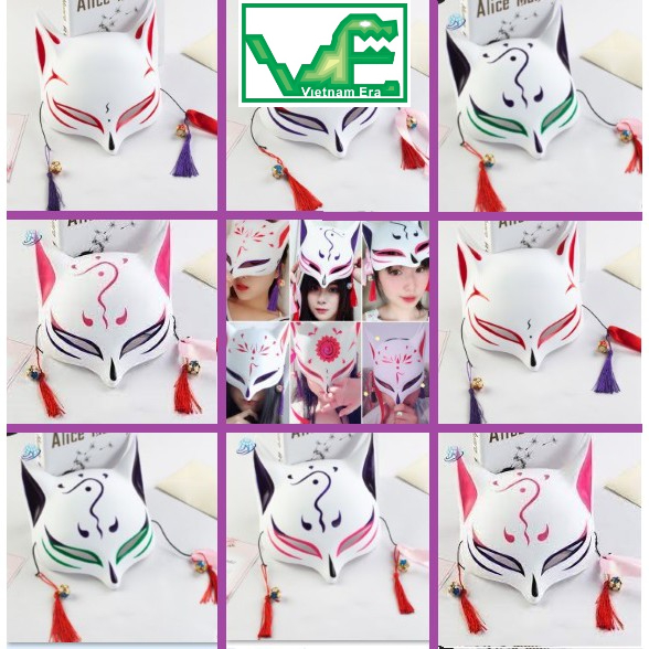 6 Styles of Half Face Cosplay Mask with Hand Painted Fox Pattern Mask ...