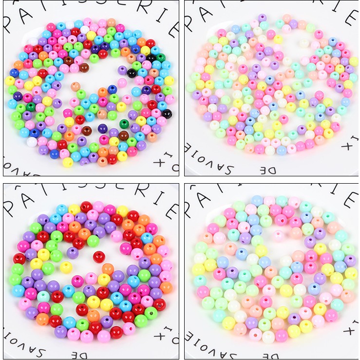 Spring color system Shiny bead 6-14mm Solid Acrylic Round Beads DIY ...
