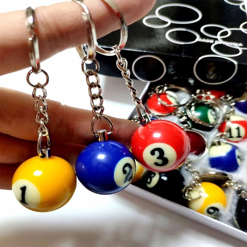 One Set Colorful16pcs 25/32mm Mini Snooker Billiards Pool Ball Keychain