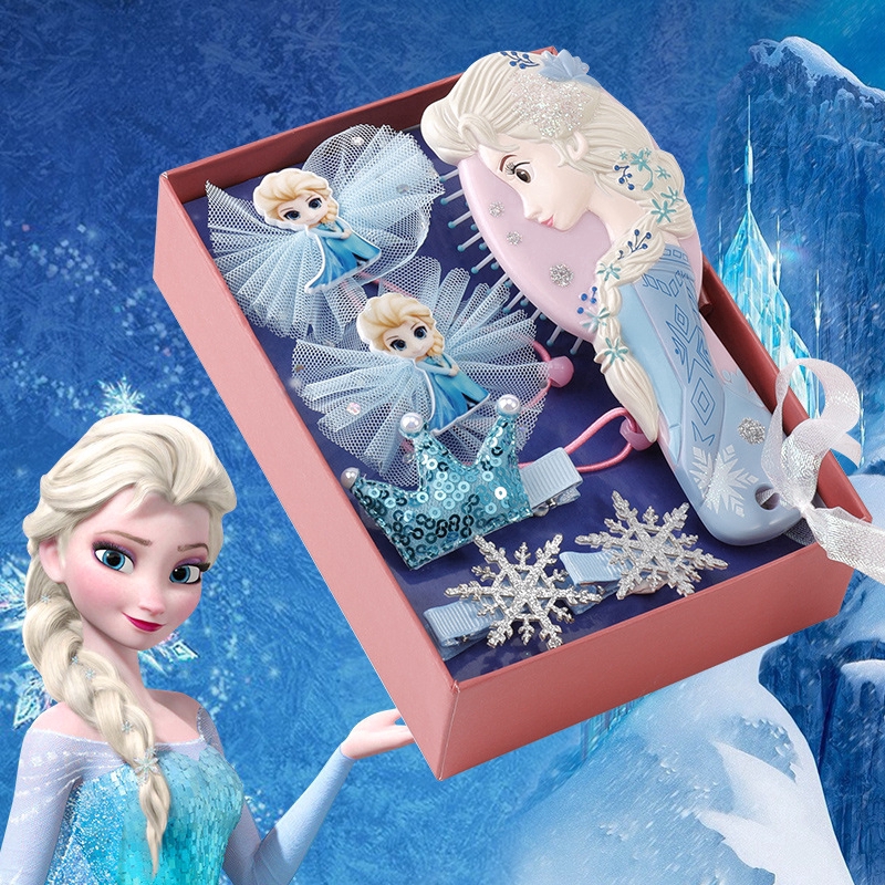 Frozen Girl's Hair Ornament Bow Hair Clip Princess Elsa Hair Ornament Children's Hairpin Comb Set Children's Day Gift B