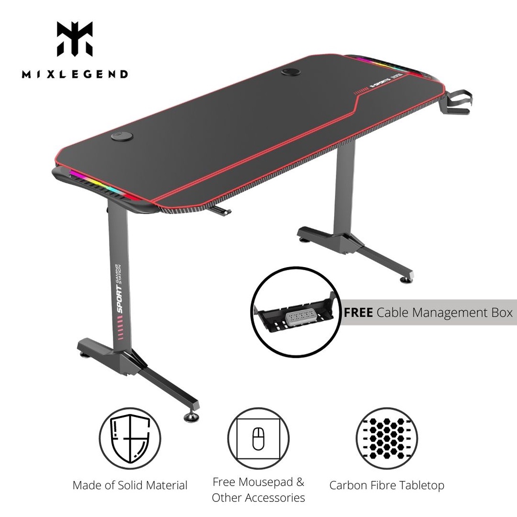 Mixlegend NEV3 Gaming Desk Computer Table Office Study Desk Ergonomic PC Mesa Gaming Desk for Gamer (SG Stock)